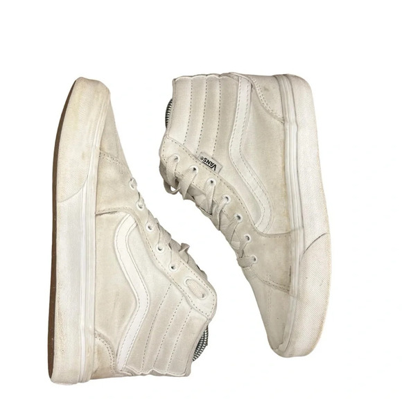 Vans Sk8-Hi Canvas Shoe True White - Youth Size 3.0 - Picture 4 of 10